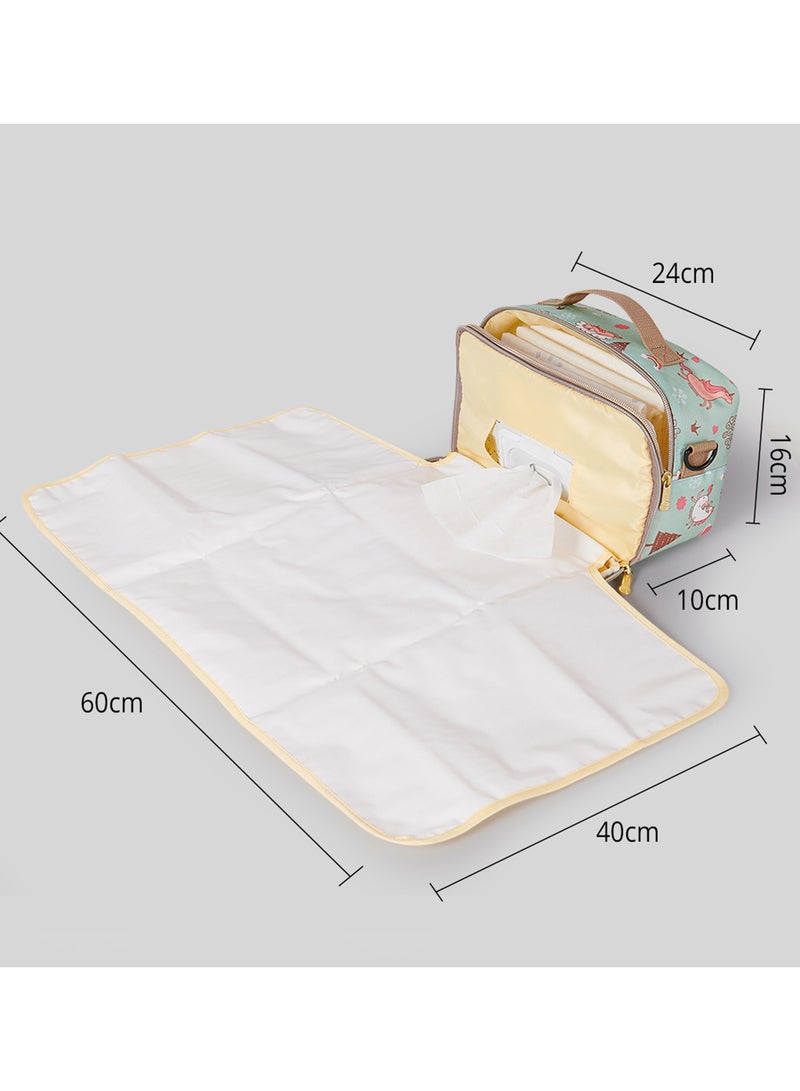 Diaper Changing Clutch With Mat - Green dream