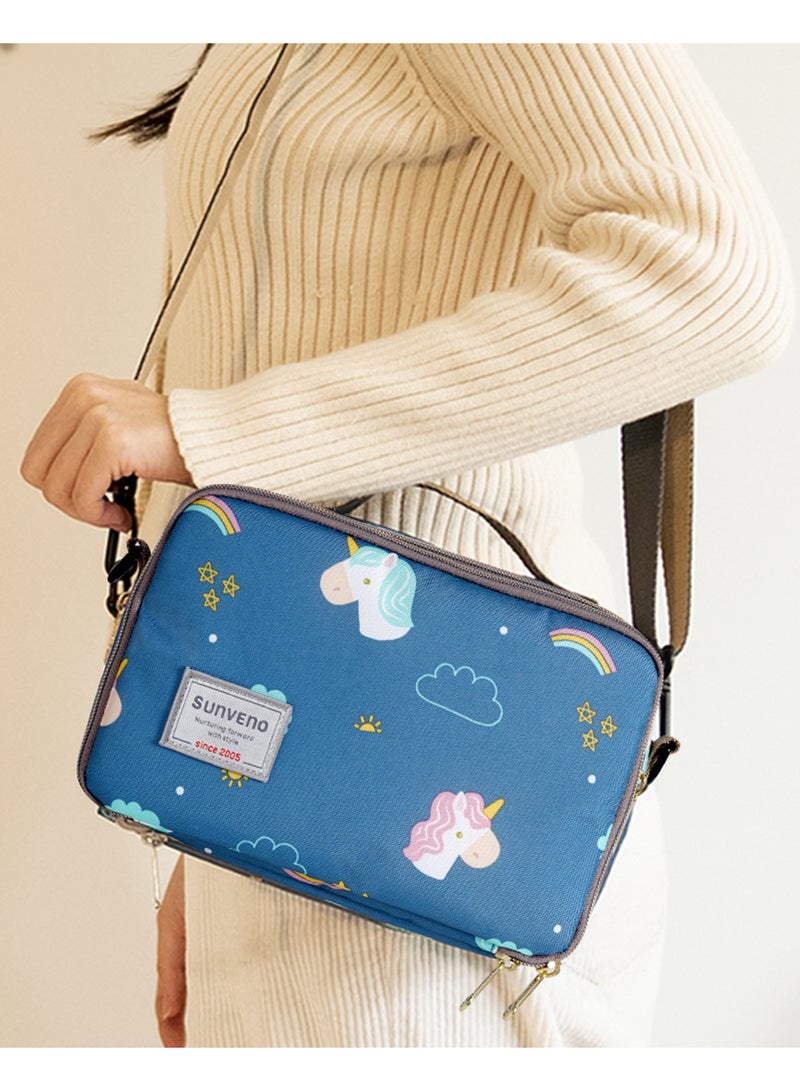 Diaper Changing Clutch With Mat - Unicorn Blue