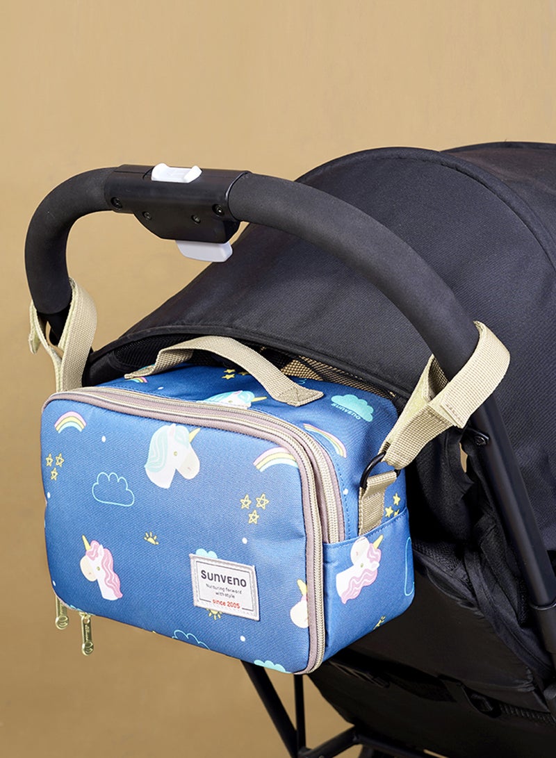 Diaper Changing Clutch With Mat - Unicorn Blue