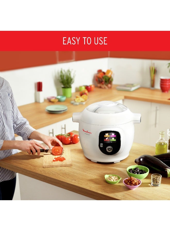 Moulinex Multicooker |  Cookeo+ 6L Electric Cooker |100 Built-In Recipes | Dedicated App |4 Guided-Menu Systems | Pressure Cooking | Steaming | Browning | Simmering | Slow Cooking | Reheating | 2 Years Warranty 6 L 1450 W CE851127 White - Image 4