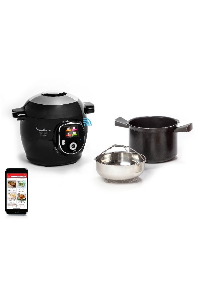 Moulinex Multicooker |Cookeo+ Connect Smart 6L Electric Cooker | 100 Built-in Recipes |Bluetooth-Connected App |  Pressure Cooking | Steaming | Browning | Simmering | Slow Cooking | 2 Years Warranty 6 L 1450 W CE857827 Black - Image 1
