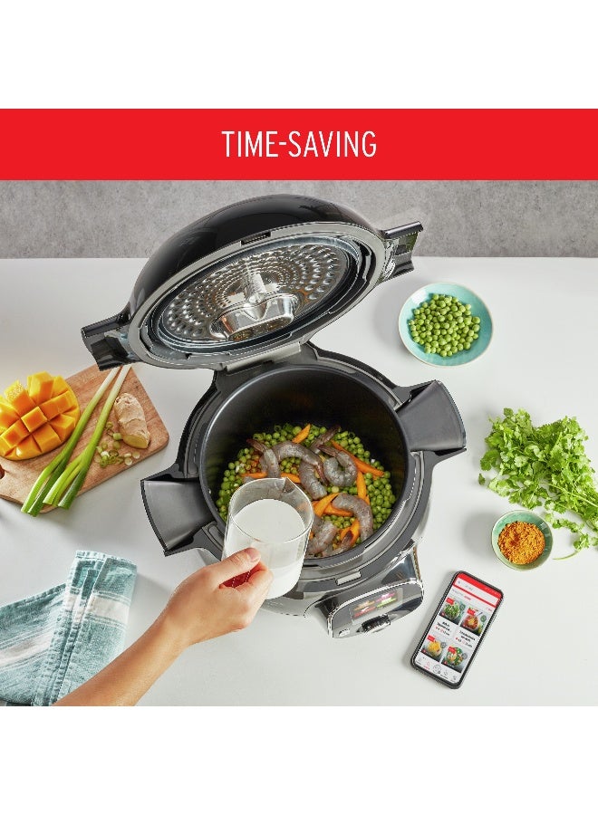 Moulinex Multicooker |Cookeo+ Connect Smart 6L Electric Cooker | 100 Built-in Recipes |Bluetooth-Connected App |  Pressure Cooking | Steaming | Browning | Simmering | Slow Cooking | 2 Years Warranty 6 L 1450 W CE857827 Black - Image 5