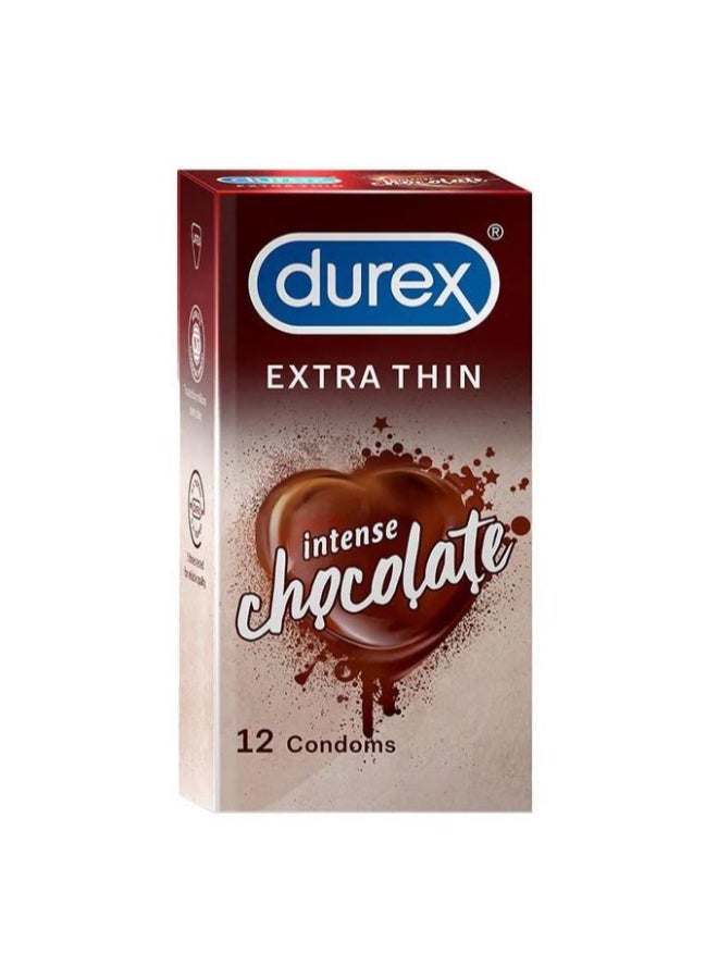 Durex 12-Piece Extra Thin Intense Chocolate Flavored Condoms For Men - Image 1