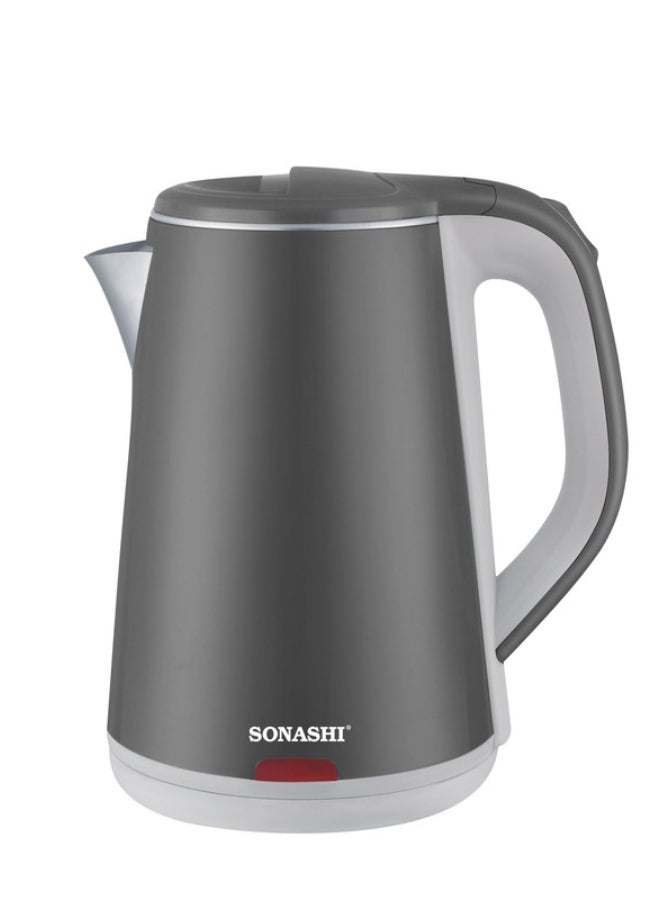 SONASHI 2.0L Cordless Electric Kettle with Boil-Dry Protection | Modern PP Body with Concealed Heating Element | 1500W Fast Boil | Single Push Start/Stop Button | Portable Instant Water Heater & Tea Maker | Sonashi SKT-2012N Grey 2 L 1500 W SKT-2012 White - Image 1