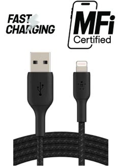 belkin Braided iPhone Charging Cable, USB A To Lightning Cable (Boost Charge To USB For iPhone, iPad, Airpods) MFI-Certified Apple Cable, (1 M, ) Black  - Image 1