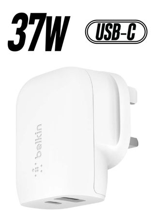 Dual Port Wall Charger   37W USB Type C Charger PPS PD With 25W USB C Port And 12W USB A Port   Adapter Type C Fast ChargIng For Samsung Galaxy S23 Ultra Plus Note 20 iPhone 14 Series And More White - pnsku/N53330206A/45/_/1738266413/3bf6c48a-8cb2-4f70-899f-ecc093d30791
