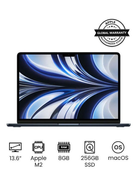 MacBook Air MLY33 13.6-Inch Display : Apple M2 chip with 8-core CPU and 8-core GPU, 256GB SSD, English Keyboard(International version)(International Version) Midnight