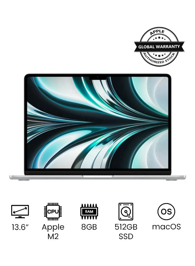 Apple - MacBook Air MLY03 13-Inch Display : Apple M2 chip with 8-core CPU and 10-core GPU, 512GB- English Arabic Keyboard Silver - Image 1