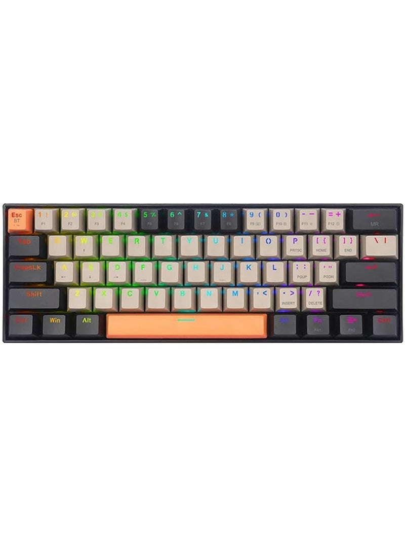 REDRAGON Redragon K530 DRACONIC RGB PRO 60% Wireless 2.4Ghz /Bluetooth/Wired 3-Mode 61 Keys Compact Mechanical Gaming Keyboard – Dust Proof Brown Switches (K530-OG&GY&BK-RGB-PRO)  - Image 1