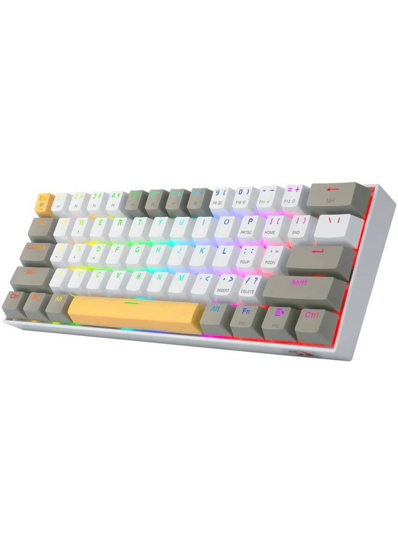 REDRAGON K530 Draconic Pro 60% Wireless Mechanical Gaming Keyboard, Tri-Mode Connection (Bluetooth 5.0, 2.4GHz, USB-C), Hot-Swappable Brown Switches, RGB Backlit, N-Key Rollover, 1600mAh Battery, Yellow-White-Grey | K530-YL&WT&GY-RGB-PRO - Image 2