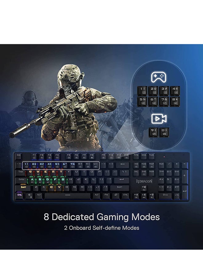 REDRAGON - K608 Valheim Mechanical Gaming Keyboard, Tactile Brown Switch, 104 Keys, LED Rainbow Backlit, Wired Keyboard, Full-Key Rollover, US QWERTY - Image 1