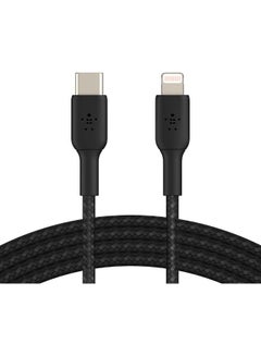 belkin Braided USB-C to Lightning Cable (iPhone Fast Charging Cable for iPhone 14, 13, 12 or earlier) Boost Charge MFi-Certified iPhone USB-C Cable 2m Black  - Image 3
