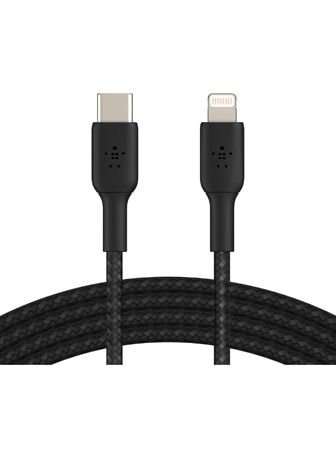 belkin - Braided USB-C to Lightning Cable (iPhone Fast Charging Cable for iPhone 14, 13, 12 or earlier) Boost Charge MFi-Certified iPhone USB-C Cable 2m Black - Image 1