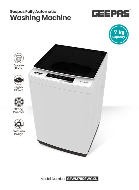 Fully Automatic Top Load Washing Machine With Durable Body/Highly Efficient/Premium Design/LED Digital Display/Diamond Drum for Better Cleaning 7 Kg 450 W GFWM7909WCXN White