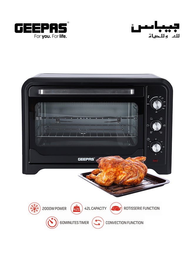 GEEPAS Electric Oven With Rotisserie 42 L 2000 W GO34024 Black 