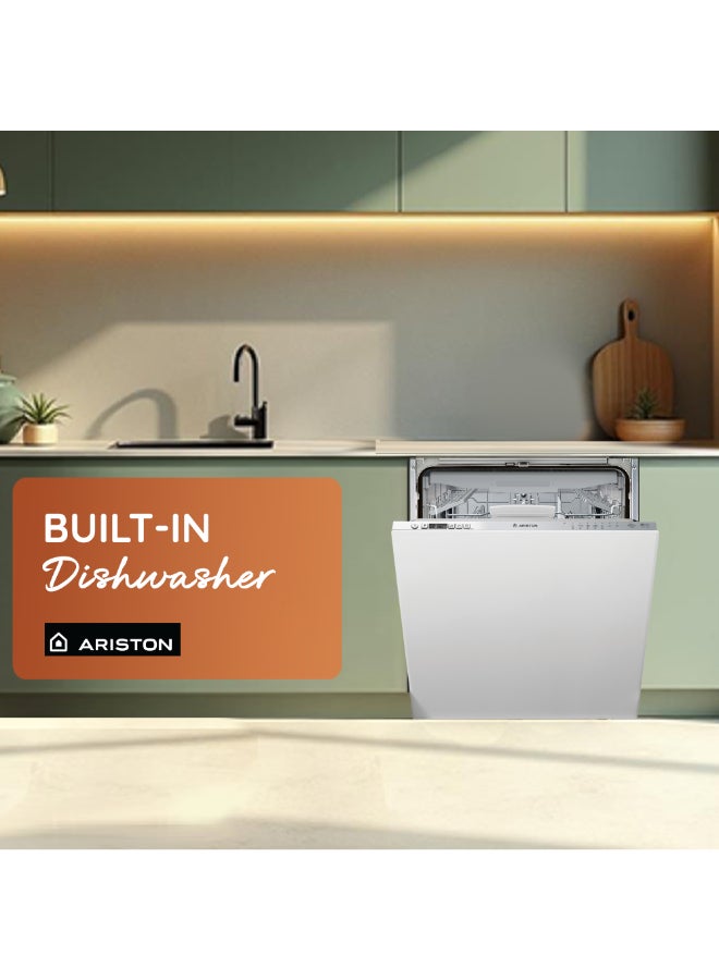 Ariston Built In 60cm Fully Integrated Dishwasher, 14 Place Setting & 7 Programs, 3 Racks, Inverter Motor With Fast Wash and 3D Zone Wash, Silent Dishwasher, Made In Poland LIC3C26WF Silver - Image 2