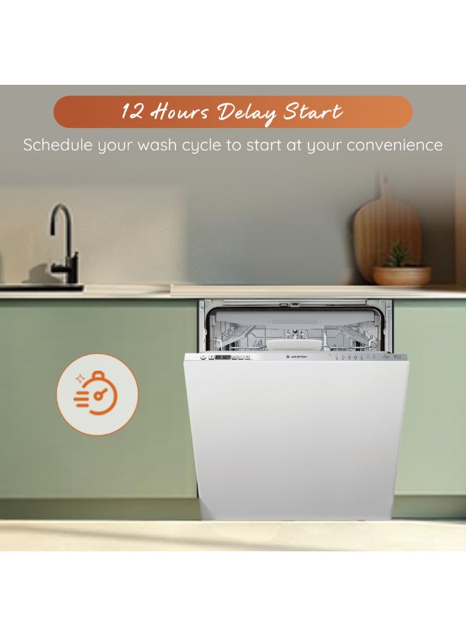 Ariston Built In 60cm Fully Integrated Dishwasher, 14 Place Setting & 7 Programs, 3 Racks, Inverter Motor With Fast Wash and 3D Zone Wash, Silent Dishwasher, Made In Poland LIC3C26WF Silver - Image 5
