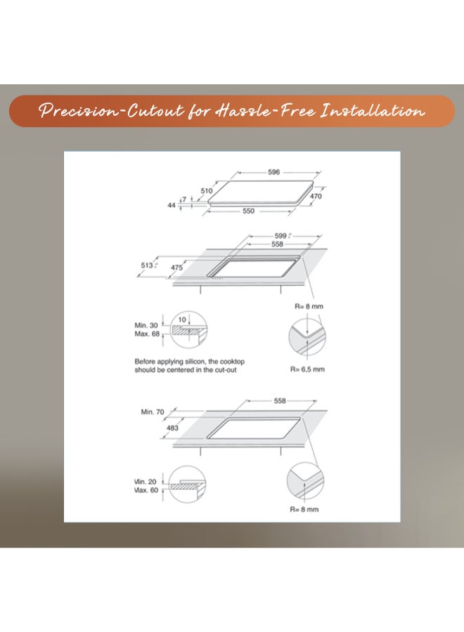 Ariston 60cm Built-In 4 Burner Gas Hob AGS61SBK Black - Image 3