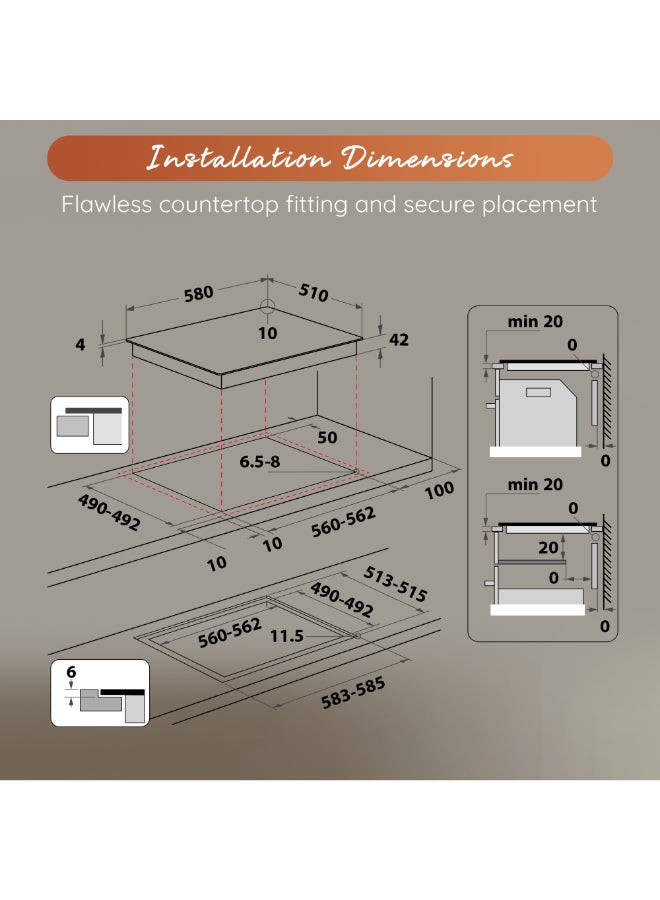 Ariston 60cm Built-In 4 Burner Ceramic Hob HR611CA Black - Image 3