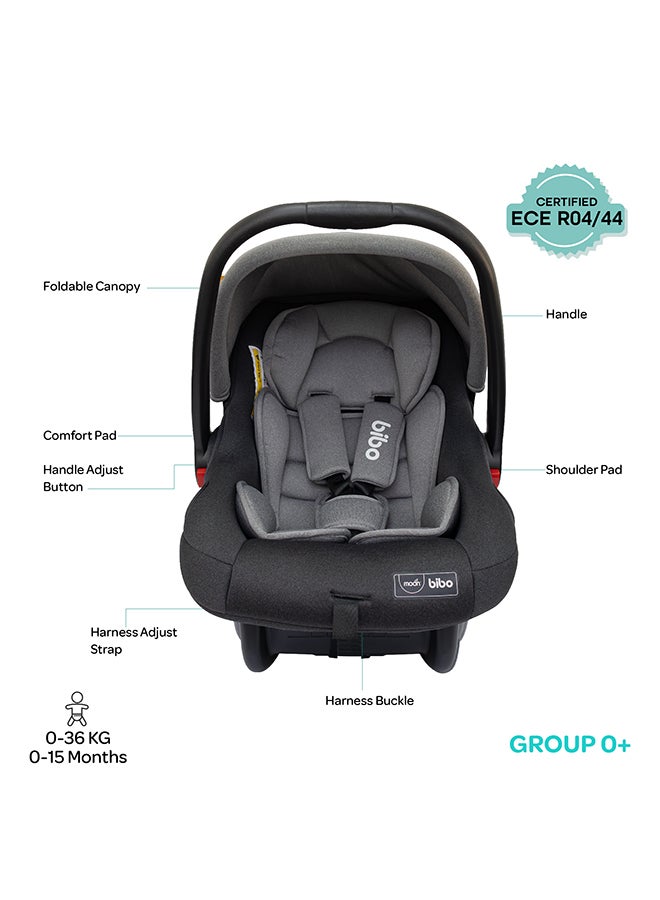 مون حامل أطفال/مقعد سيارة بيبو مع وسادة دعم لكامل الجسم، للأطفال بعمر 0 شهر فما أكبر - رمادي - Image 3