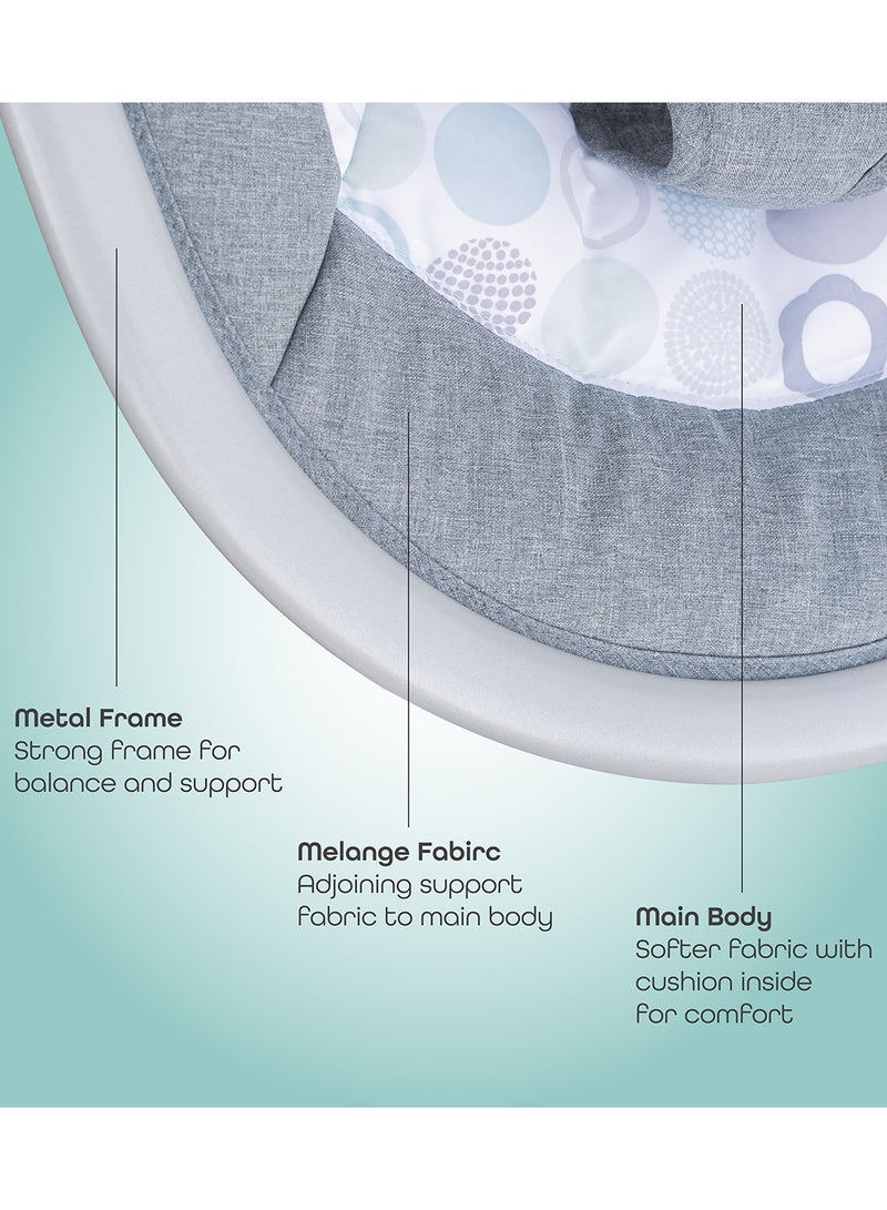 Moon - 5 Point Harness Baby Swing Circle, 0-6M, Holds Upto 9Kg With Remote Control - Grey - Image 1