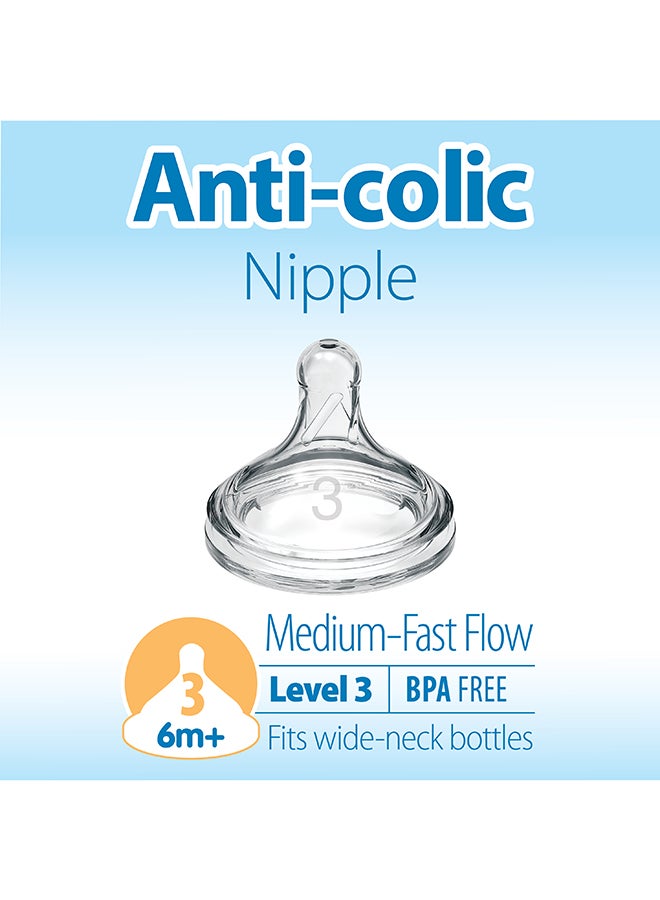 Dr. Brown’s - Level 3 Silicone W-N Options+ Anti-Colic Nipple, 2-Pack - Image 1