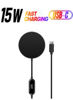 Wireless Charger for iPhone Fast 15W Mag-Safe and Qi Magnetic Charging Pad with LED Display Design for iPhone 13/12/12 Mini/12 Pro Max Black