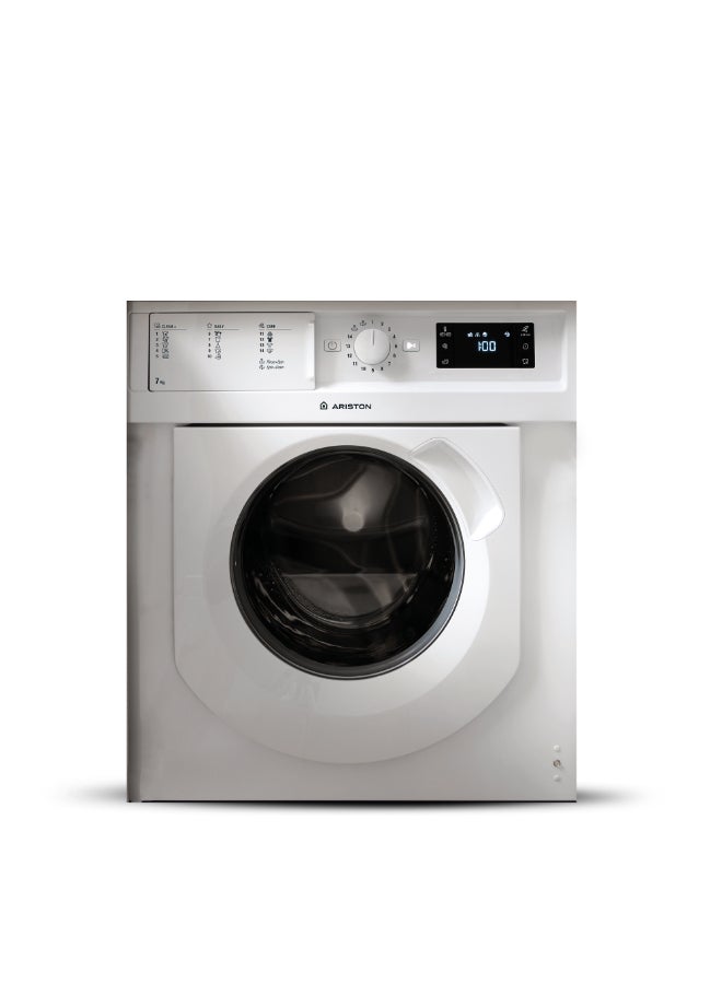 Ariston 7 Kg/5 Kg Fully Automatic Front Load Washer Dryer Combo 1200 RPM BIWDHL75128MEA White - Image 1