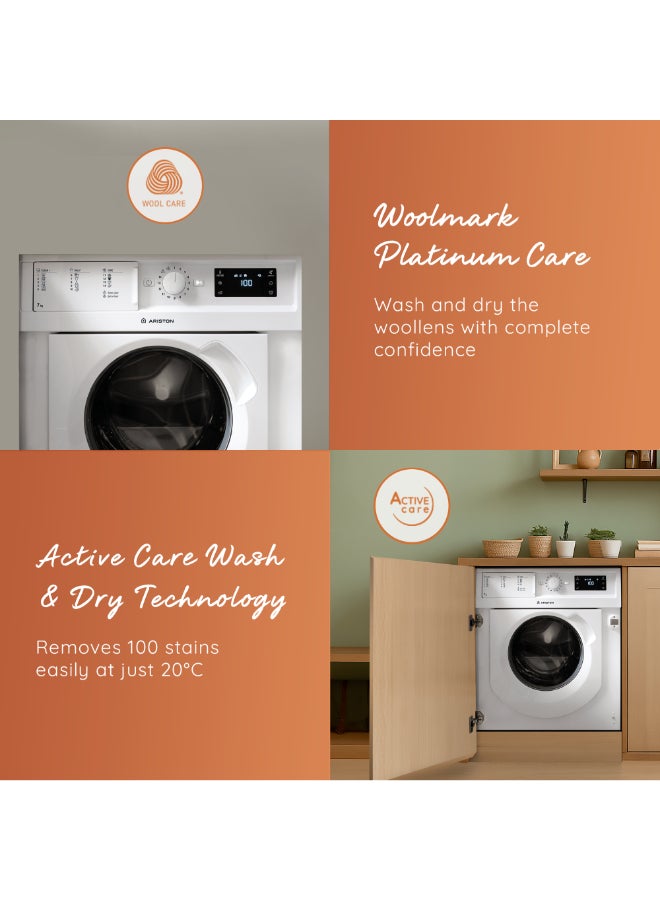 Ariston 7 Kg/5 Kg Fully Automatic Front Load Washer Dryer Combo 1200 RPM BIWDHL75128MEA White - Image 4