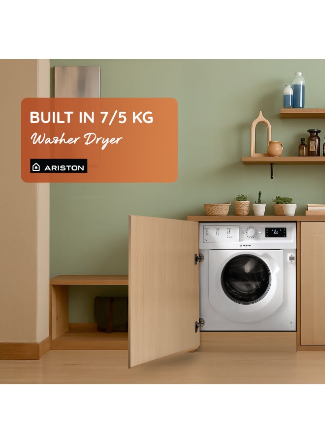 Ariston 7 Kg/5 Kg Fully Automatic Front Load Washer Dryer Combo 1200 RPM BIWDHL75128MEA White - Image 2