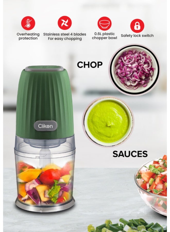 كليكون قطاعة طعام كهربائية تعمل بضغطة واحدة بشفرات من الاستانلس ستيل بتصميم قابل للفصل 600 ml 300 W CK2641 خزامي - Image 4