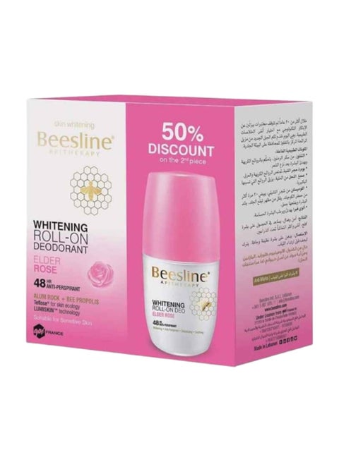 مجموعة مزيلات عرق عطر الورد ببكرة دوارة للتفتيح من قطعتين 2×(50)ملليلتر