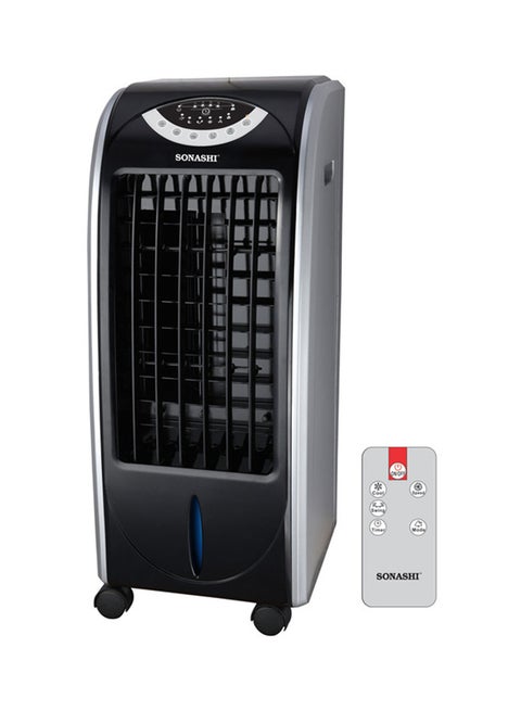 Air Cooler-3 Speeds | 3 Modes: Natural/Sleep/Normal - Remote Control | Large Water Tank Capacity 6L - Honey Comb Paper Filter for Cooling | Easy Movable Cooler 6 L 85 W SAC-202 Black