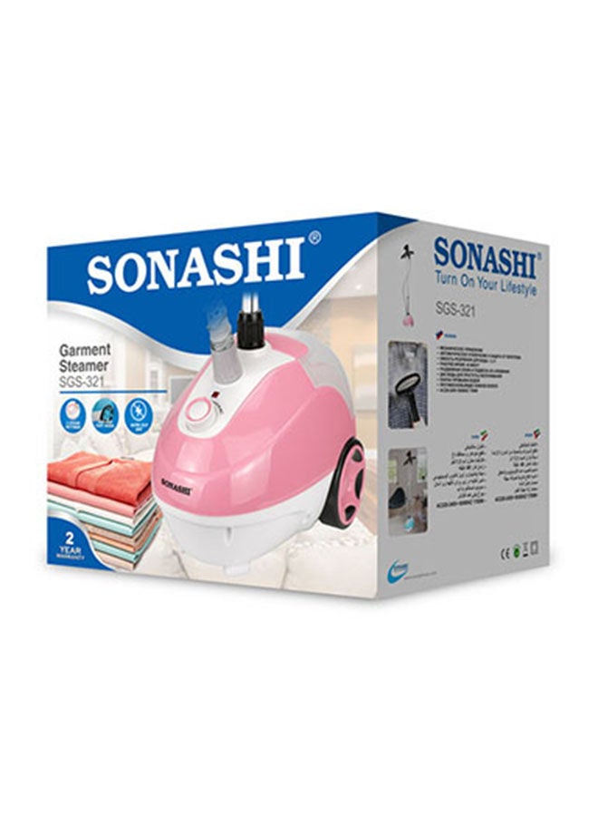 SONASHI - Garment Steamer - Suitable for All Fabrics | Automatic Re-Start and Double Safety System | Big Water Tank with Overheat Protection | Continuous Working 40 MINs 1.3 L 1700 W SGS-321 Pink - Image 1