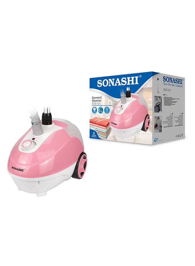 SONASHI - Garment Steamer - Suitable for All Fabrics | Automatic Re-Start and Double Safety System | Big Water Tank with Overheat Protection | Continuous Working 40 MINs 1.3 L 1700 W SGS-321 Pink - Image 1