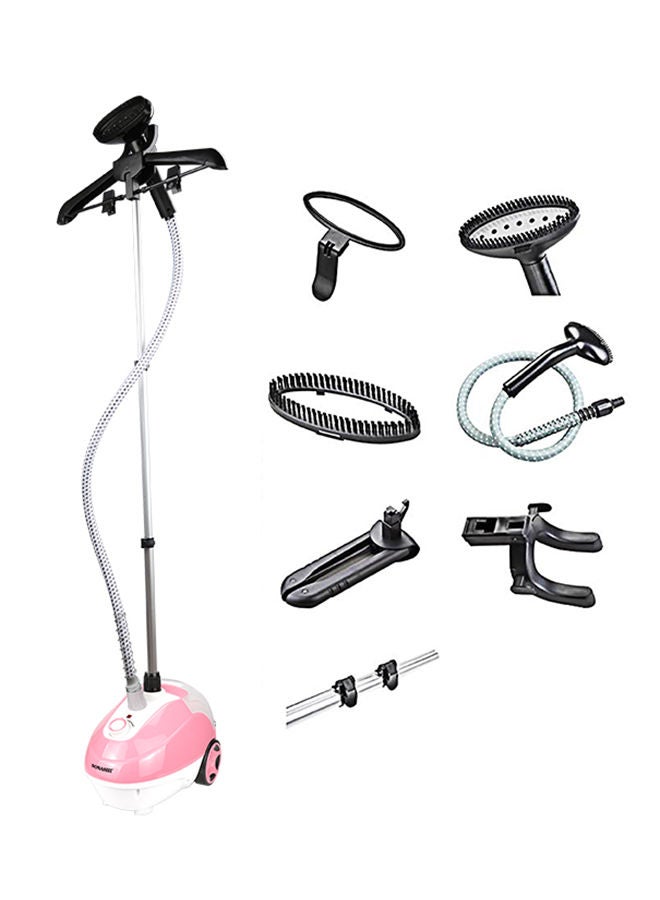 SONASHI - Garment Steamer - Suitable for All Fabrics | Automatic Re-Start and Double Safety System | Big Water Tank with Overheat Protection | Continuous Working 40 MINs 1.3 L 1700 W SGS-321 Pink - Image 1