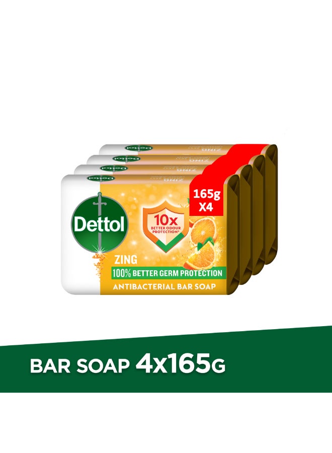 Dettol Antibacterial Bar Soap Pack of 4 165grams  - Image 1