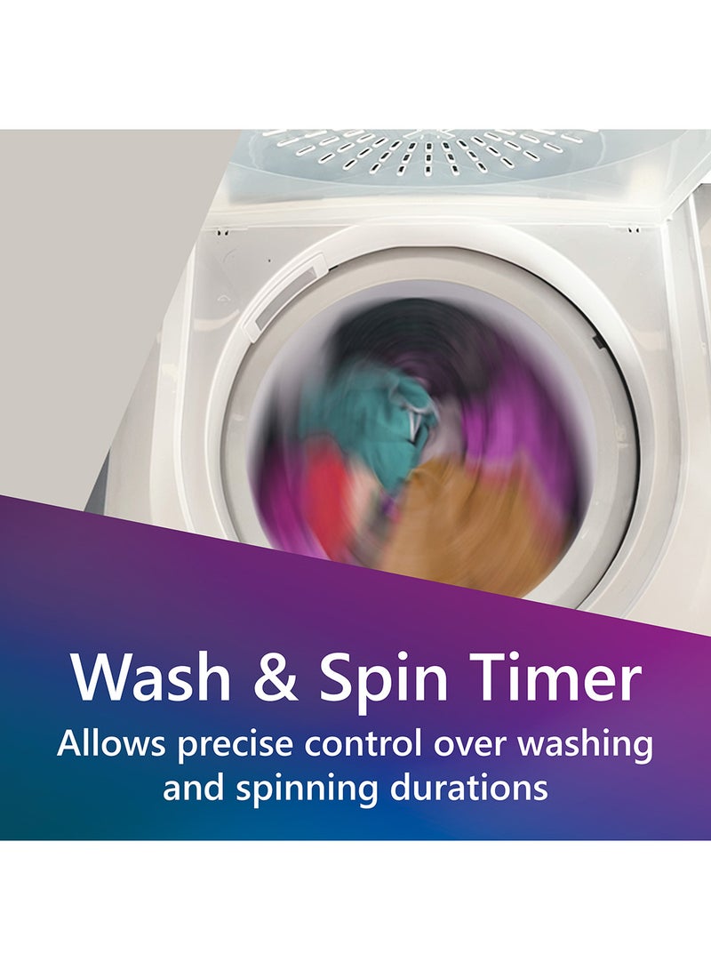 DAEWOO 13 Kg Twin Tub Semi Automatic ‎Top Load Washing Machine, 1200 RPM,Detachable Lids, Detachable Lids, Lint filter, 13 kg DW-T130W White - Image 4