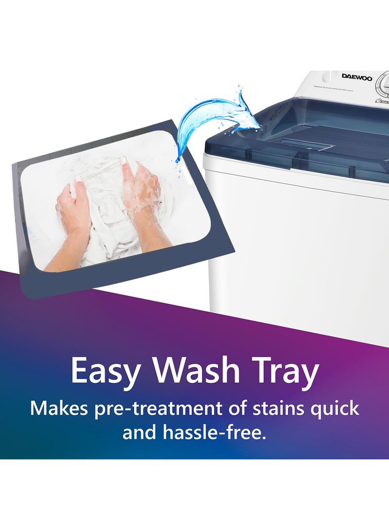 DAEWOO 13 Kg Twin Tub Semi Automatic ‎Top Load Washing Machine, 1200 RPM,Detachable Lids, Detachable Lids, Lint filter, 13 kg DW-T130W White - Image 3