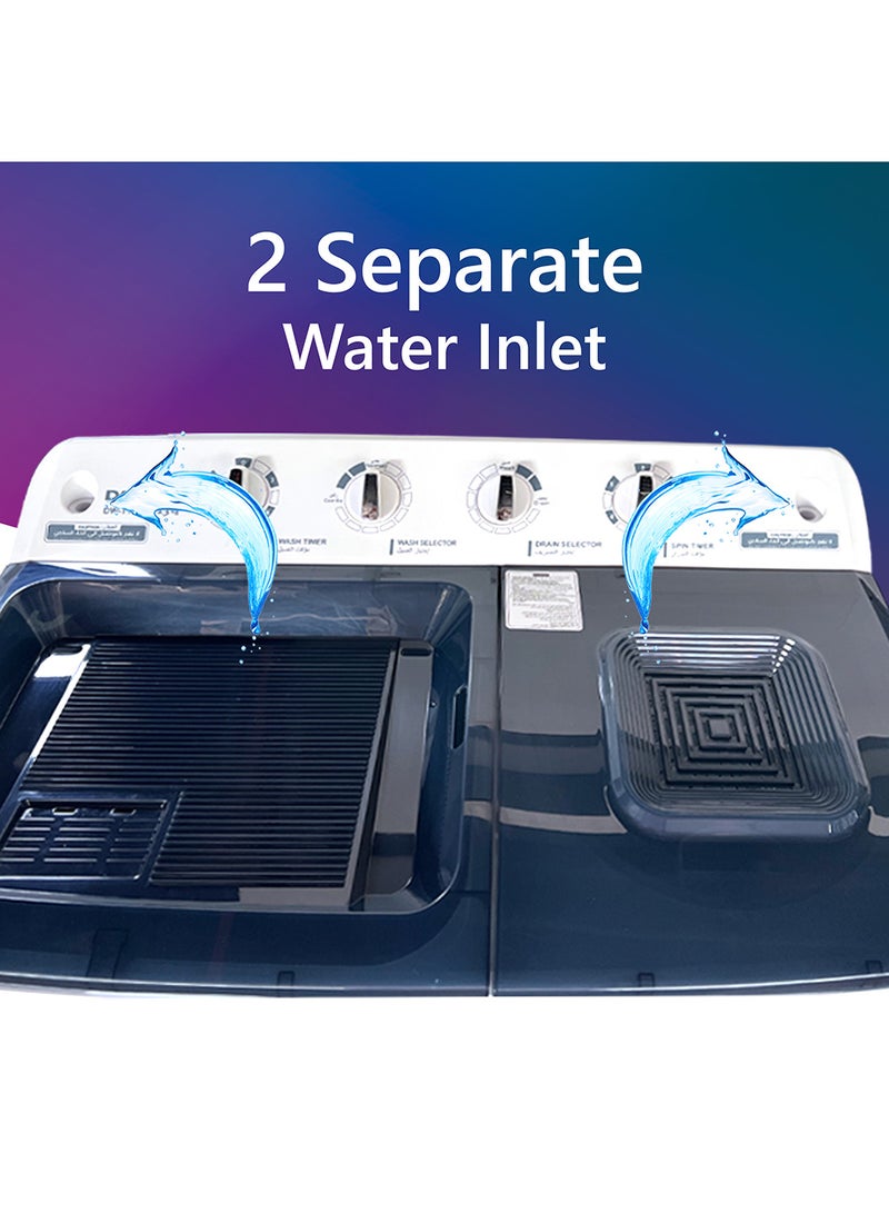 DAEWOO 13 Kg Twin Tub Semi Automatic ‎Top Load Washing Machine, 1200 RPM,Detachable Lids, Detachable Lids, Lint filter, 13 kg DW-T130W White - Image 5