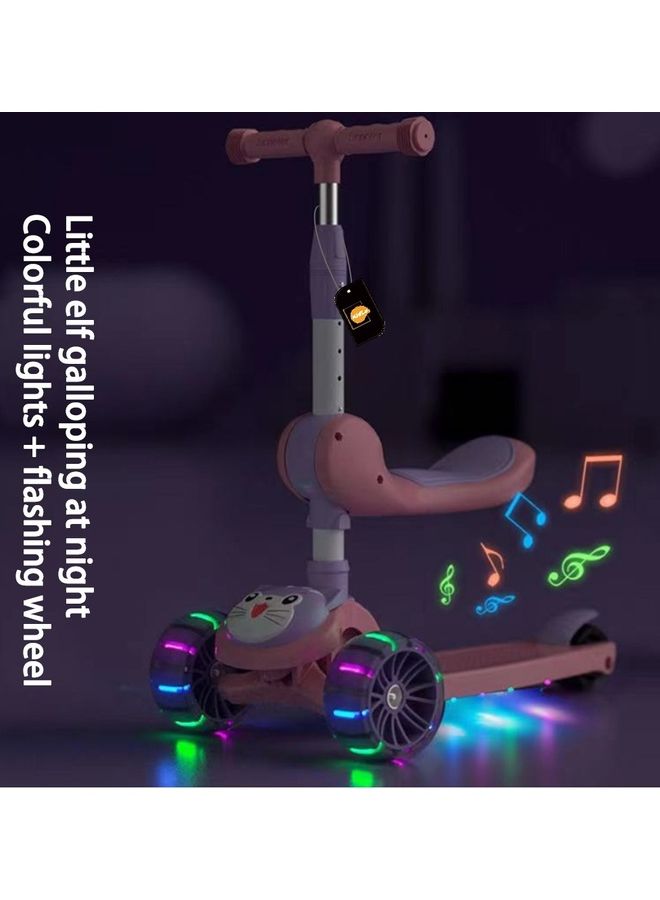 كيدل سكوتر 2 في 1 قابل للطي بارتفاع قابل للتعديل وردي 79x25x58سم - Image 3