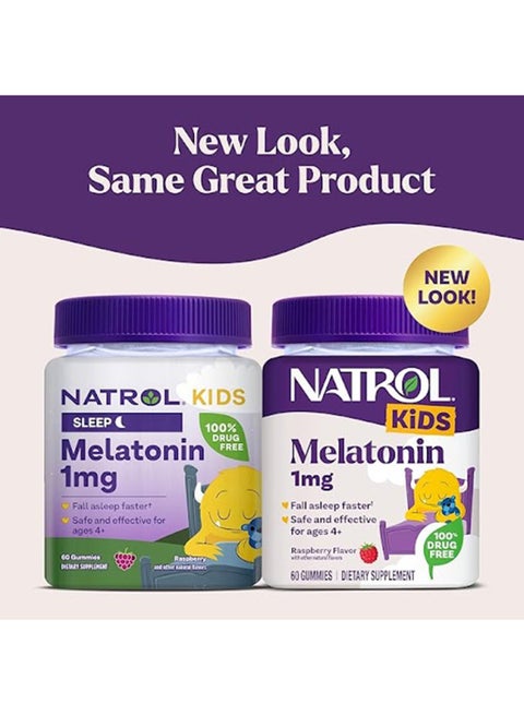 Melatonin 1 mg, Raspberry, 60 Gummies (Packaging may vary)