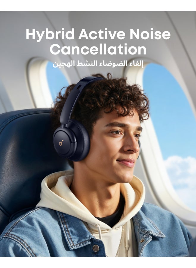 ساوند كور سماعات رأس بلوتوث لاسلكية Life Q30، خاصية إلغاء الضوضاء النشطة الهجينة مع أوضاع متعددة، صوت عالي الدقة، وقت تشغيل 40 ساعة، شحن سريع، أغطية أذن ناعمة أزرق - Image 3