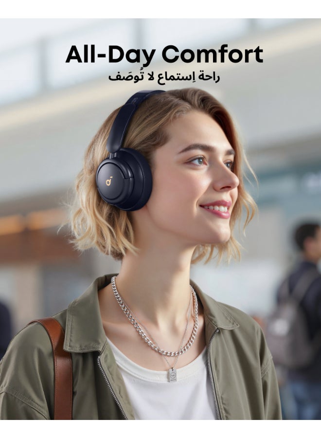 ساوند كور سماعات رأس بلوتوث لاسلكية Life Q30، خاصية إلغاء الضوضاء النشطة الهجينة مع أوضاع متعددة، صوت عالي الدقة، وقت تشغيل 40 ساعة، شحن سريع، أغطية أذن ناعمة أزرق - Image 5