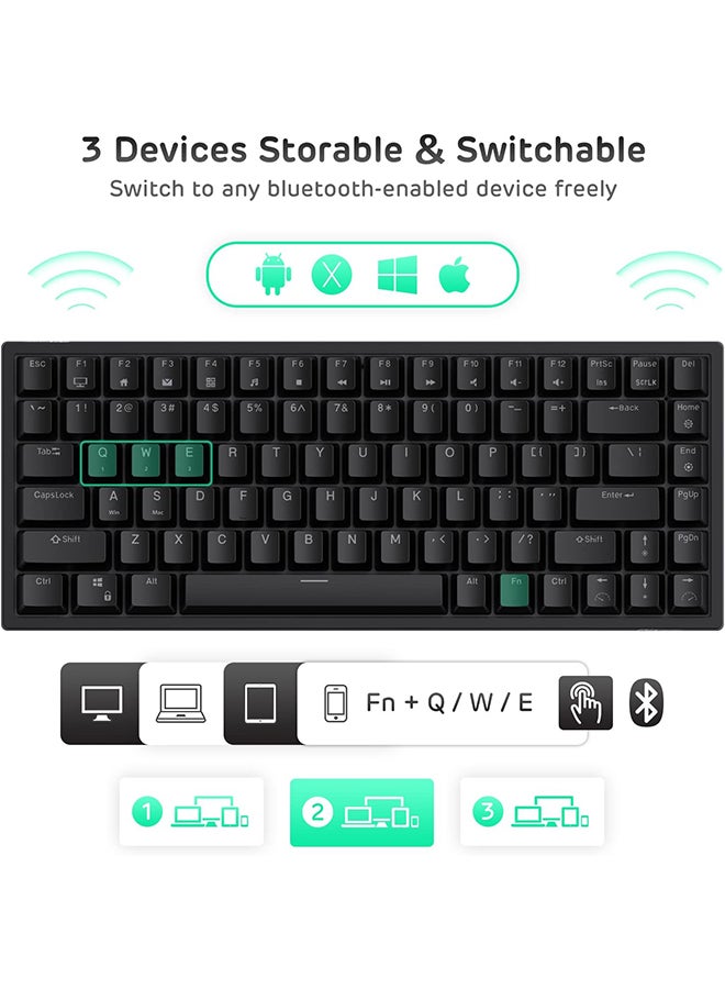 Royal Kludge - RK84 Tri - Mode Hot Swapable RGB Mechanical Gaming Keyboard Red Switch - Image 1