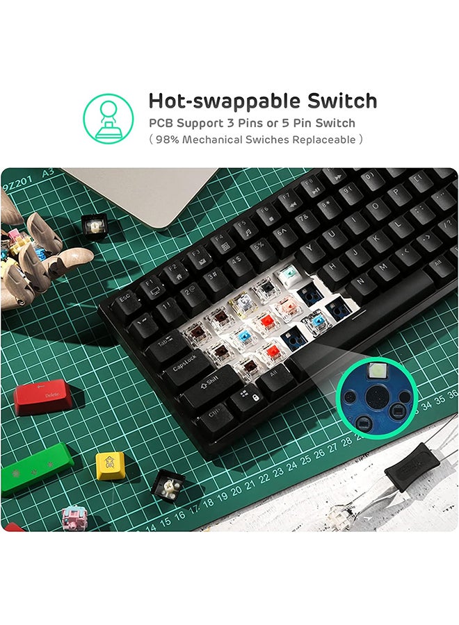 Royal Kludge - RK84 Tri - Mode Hot Swapable RGB Mechanical Gaming Keyboard Red Switch - Image 1