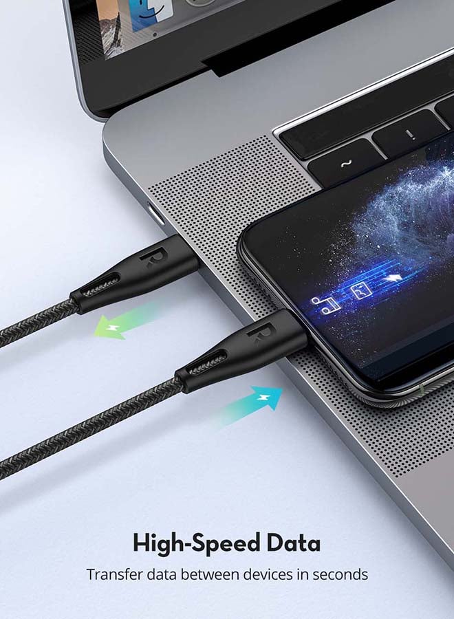 راف باور سلك نايلون راف باور من تايب سي إلى لايتنينق 1.2 متر - اسود أسود - Image 3