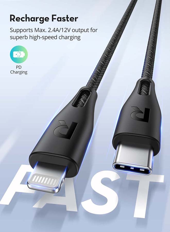 راف باور سلك نايلون راف باور من تايب سي إلى لايتنينق 1.2 متر - اسود أسود - Image 2