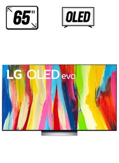 OLED evo TV 65-Inch C2 series, Cinema Screen Design 4K Cinema HDR WebOS22 With ThinQ AI Pixel Dimming OLED65C26LA Black