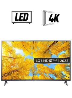 تلفزيون UHD 4K مقاس 55 بوصة من سلسلة UQ7500، تصميم شاشة سينمائية 4K Active HDR Webos Smart Ai Thinq 55UQ75006LG أسود 55UQ75006LG أسود